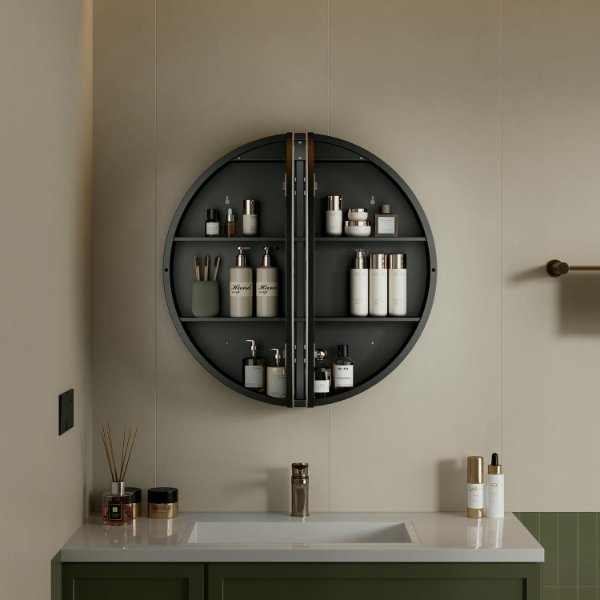 Round LED Bathroom Mirror Cabinet